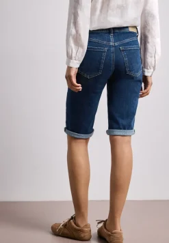 Bermuda en denim à coupe slim et finitions à revers