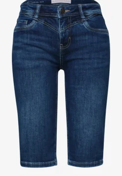 Bermuda en denim à coupe slim et finitions à revers