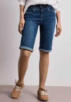 Bermuda en denim à coupe slim et finitions à revers
