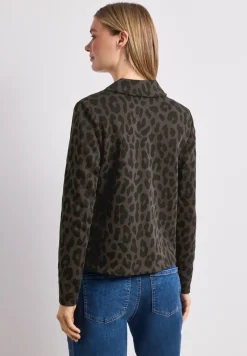 Blazer avec col à revers et motif léopard