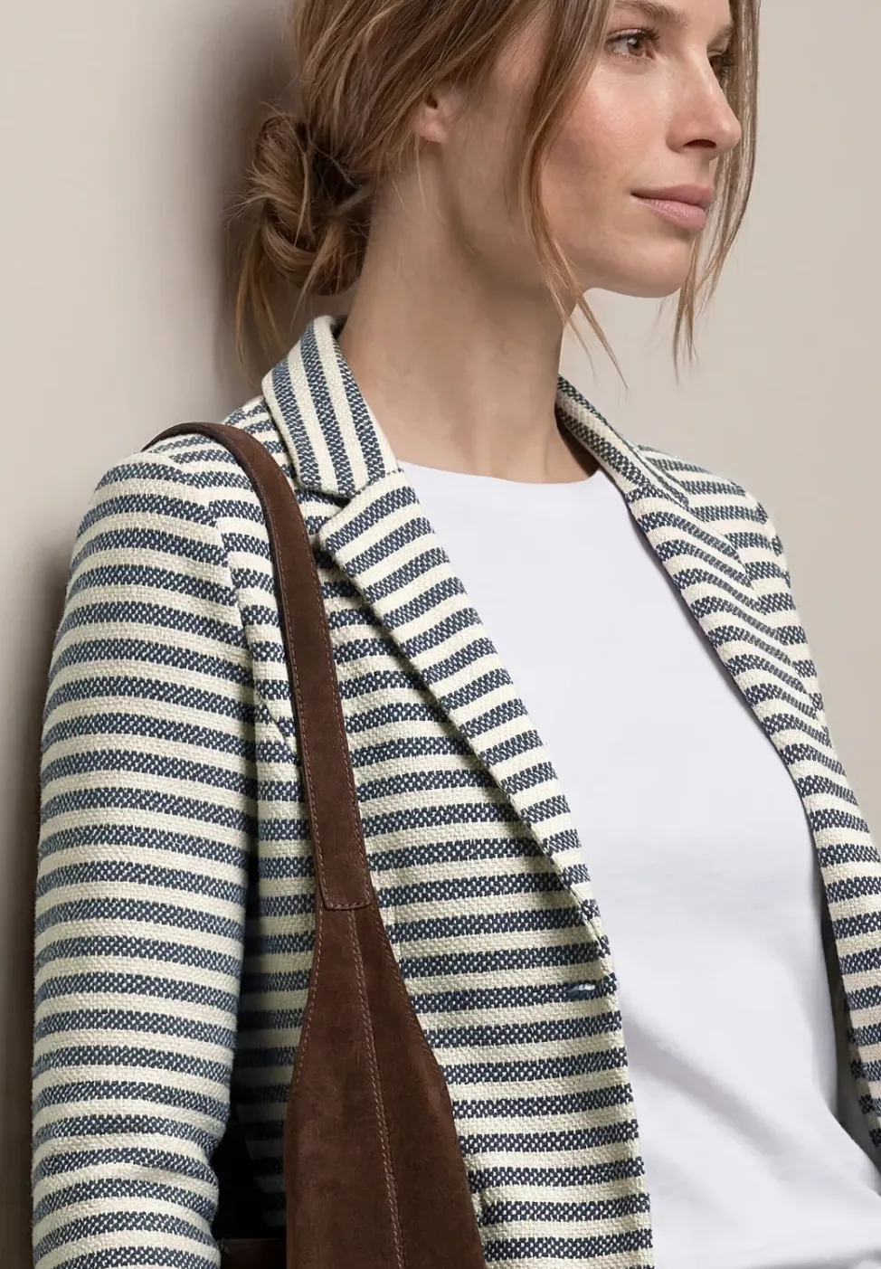 Blazer basique à rayures avec bouton