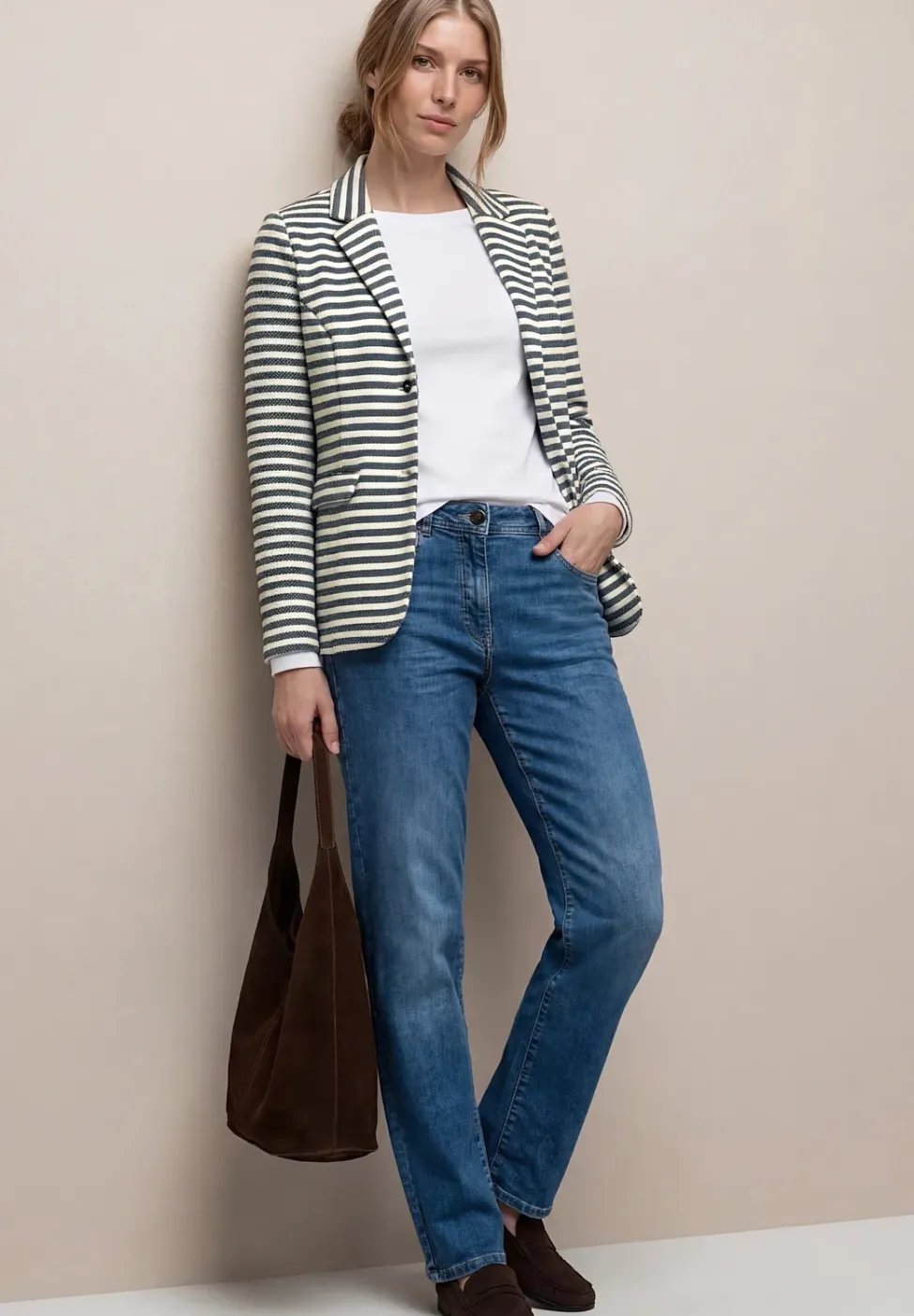 Blazer basique à rayures avec bouton