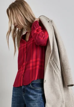 Blouse à carreaux avec volants
