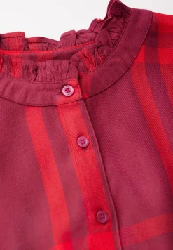 Blouse à carreaux avec volants