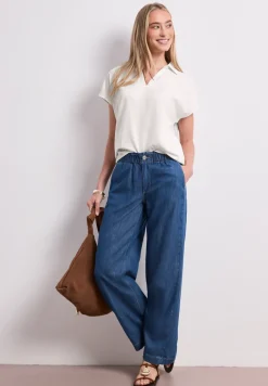 Blouse à col chemise et ourlet élastiqué