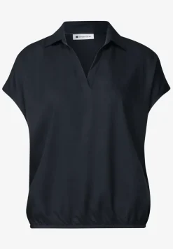Blouse à col chemise et ourlet élastiqué