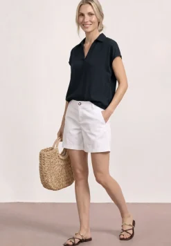 Blouse à col chemise et ourlet élastiqué