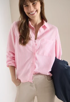 Blouse à col chemise et rayures