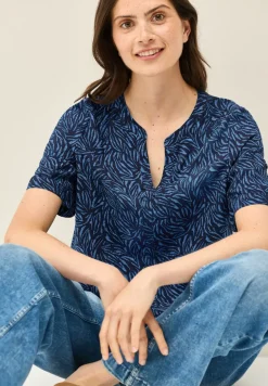 Blouse à col fendu à motifs