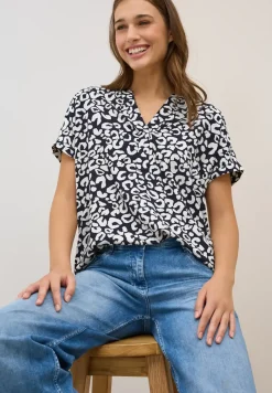 Blouse à col fendu à motifs