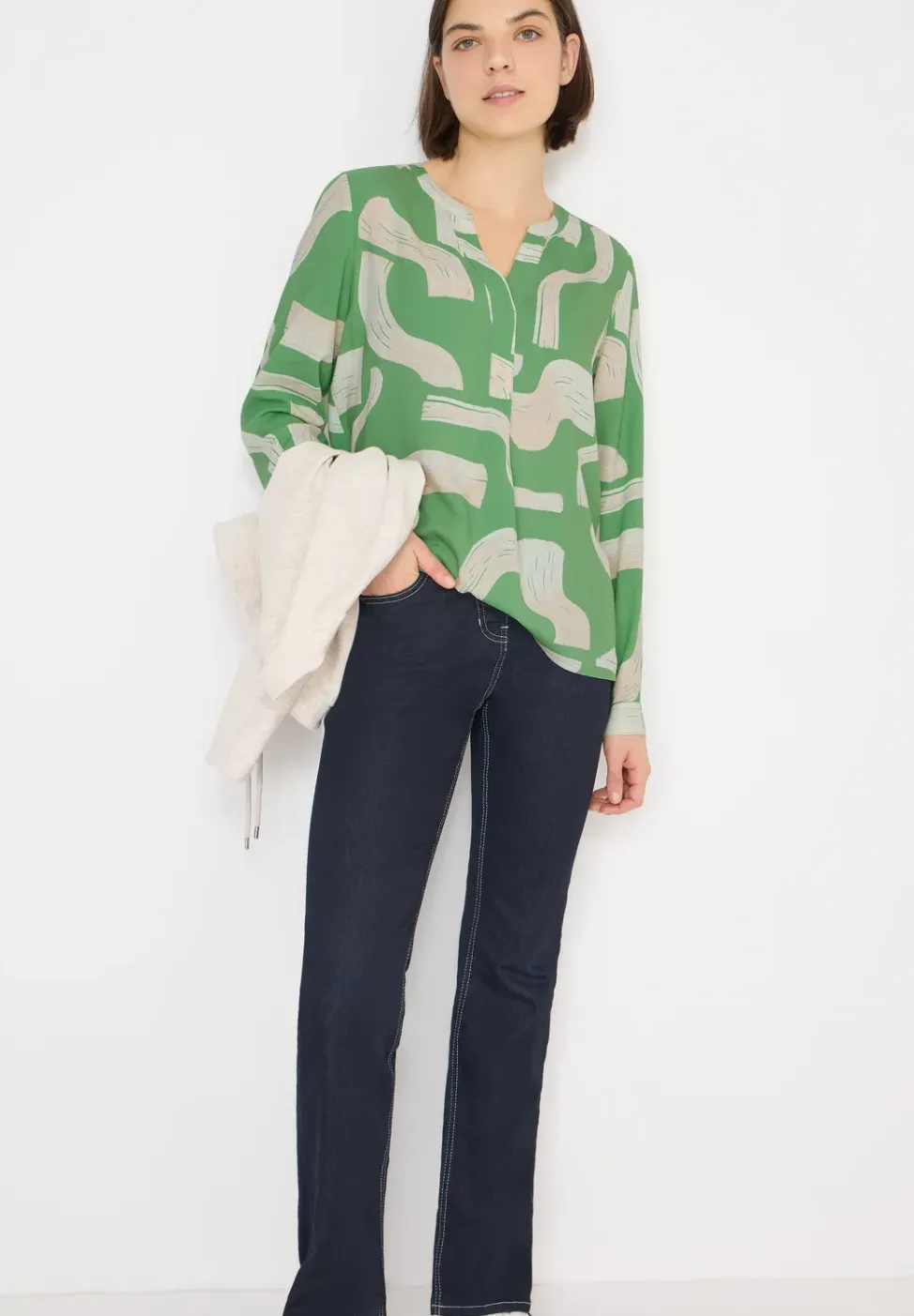 Blouse à col fendu à motifs