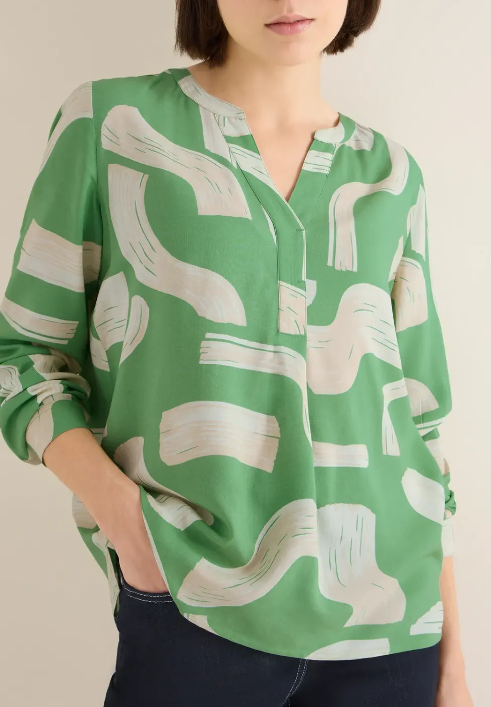 Blouse à col fendu à motifs