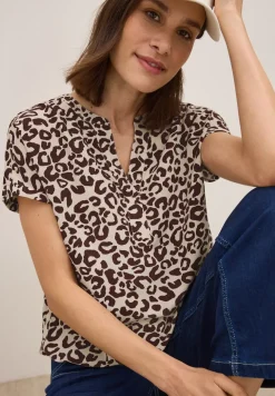 Blouse à col fendu à motifs