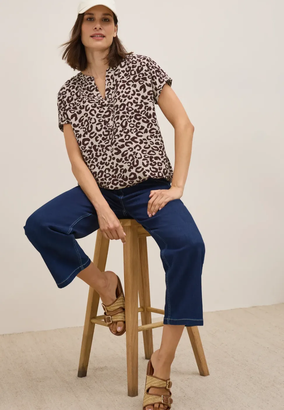 Blouse à col fendu à motifs