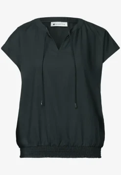 Blouse à col fendu avec détail smocké
