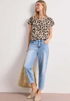 Blouse à col fendu avec détail smocké