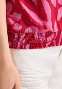 Blouse à col fendu avec détail smocké