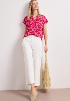 Blouse à col fendu avec détail smocké
