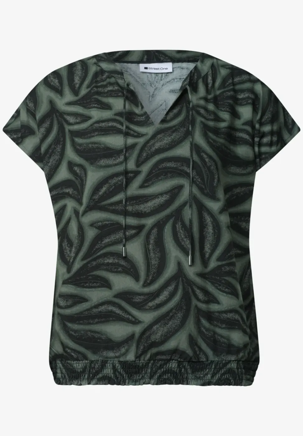 Blouse à col fendu avec détail smocké