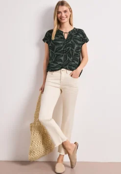 Blouse à col fendu avec détail smocké