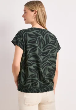 Blouse à col fendu avec détail smocké