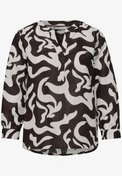 Blouse à col fendu en lin mélangé