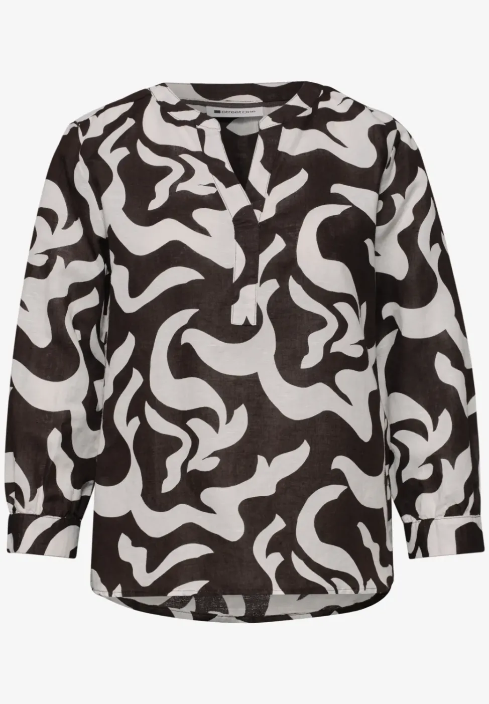 Blouse à col fendu en lin mélangé