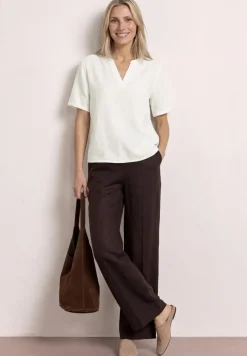Blouse à col fendu en lin mélangé