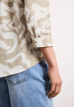 Blouse à col fendu en lin mélangé