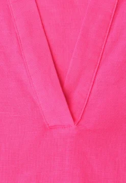 Blouse à col fendu en lin mélangé