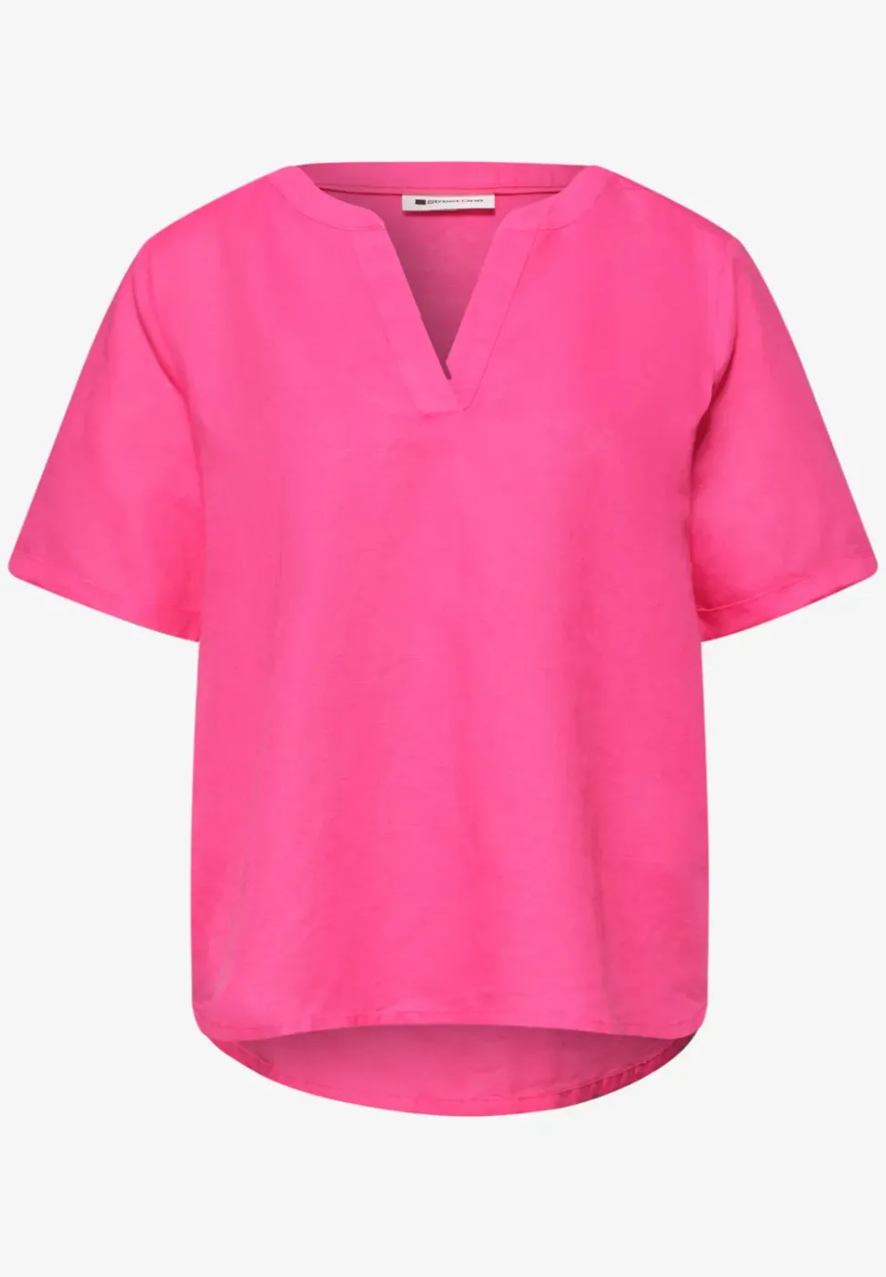 Blouse à col fendu en lin mélangé