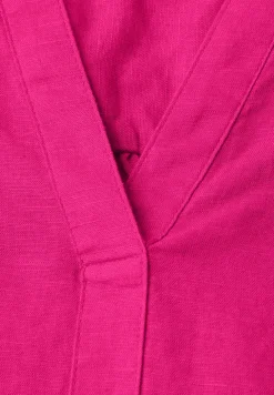 Blouse à col fendu en lin mélangé