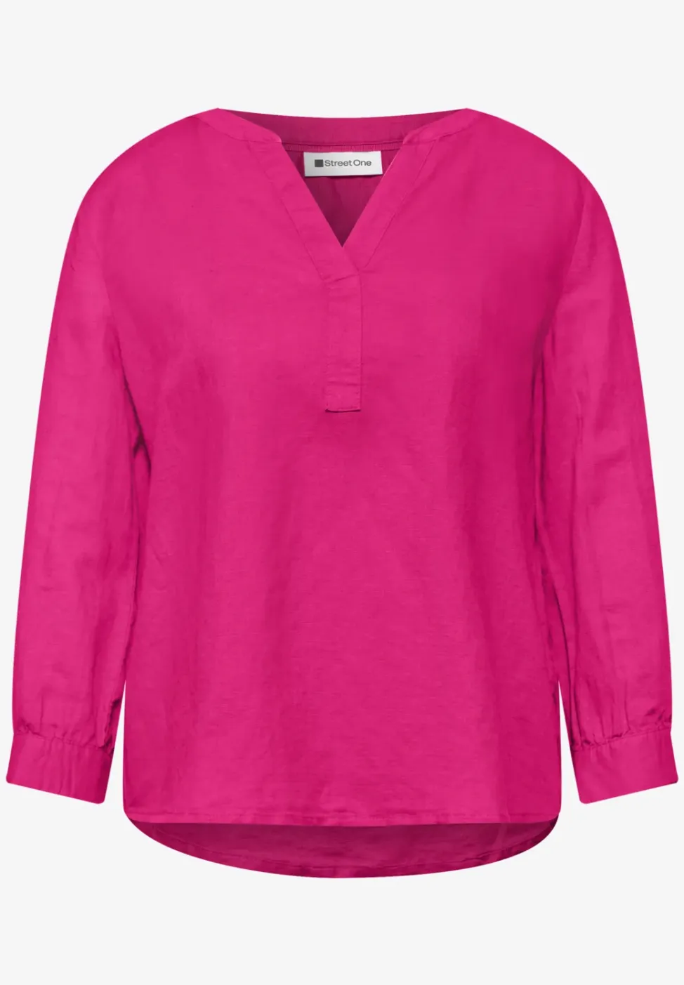 Blouse à col fendu en lin mélangé
