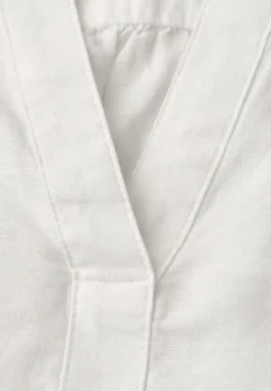 Blouse à col fendu en lin mélangé