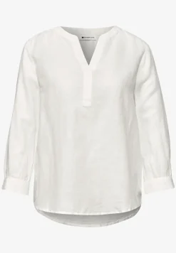 Blouse à col fendu en lin mélangé