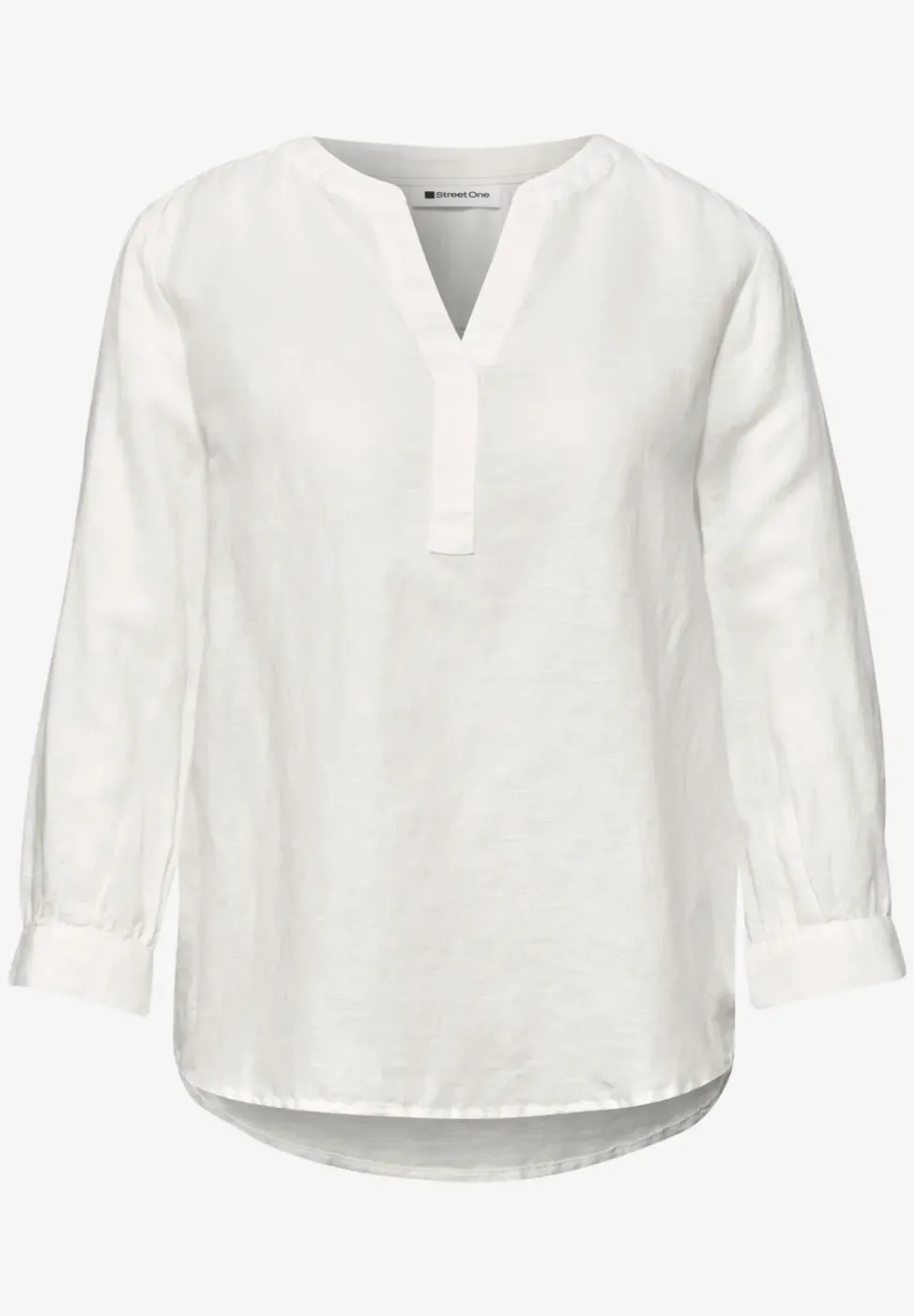 Blouse à col fendu en lin mélangé
