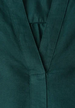 Blouse à col fendu en lin mélangé