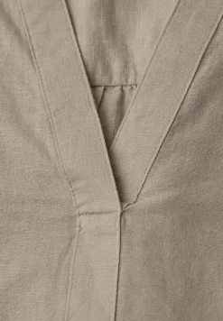 Blouse à col fendu en lin mélangé