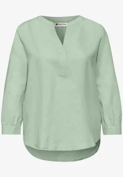 Blouse à col fendu en lin mélangé