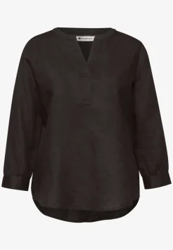 Blouse à col fendu en lin mélangé