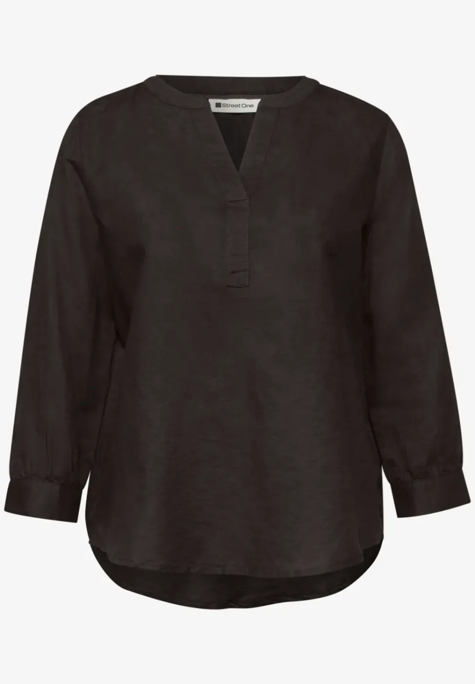 Blouse à col fendu en lin mélangé