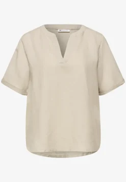 Blouse à col fendu en lin mélangé