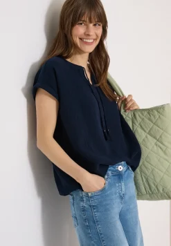 Blouse à col fendu en mousseline de soie