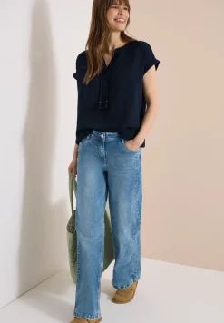 Blouse à col fendu en mousseline de soie