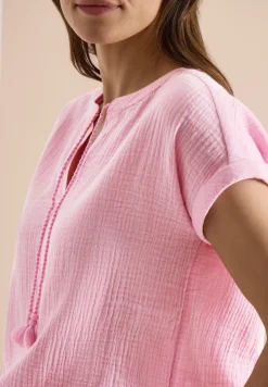 Blouse à col fendu en mousseline de soie