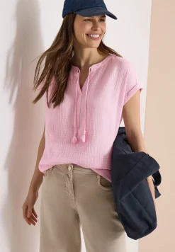Blouse à col fendu en mousseline de soie