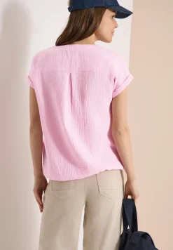 Blouse à col fendu en mousseline de soie