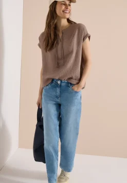 Blouse à col fendu en mousseline de soie