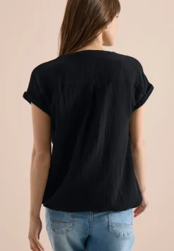 Blouse à col fendu en mousseline de soie
