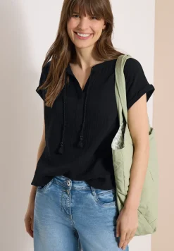Blouse à col fendu en mousseline de soie